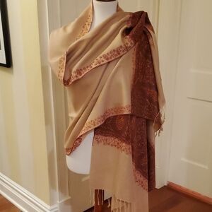 Elegant Beige and Brown Shawl
